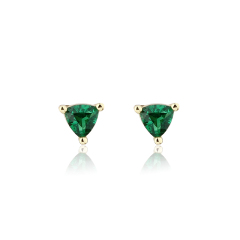 925 Sterling Silver Trillion?Cut Emerald CZ Stud Earrings