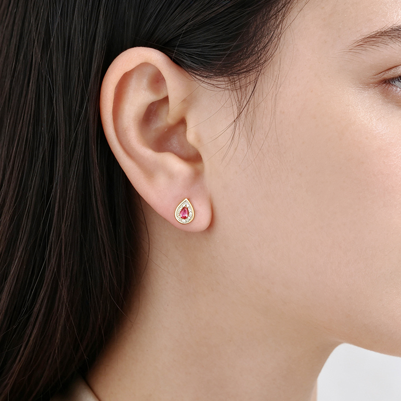 925 Sterling Silver Teardrop Blue Topaz Halo Stud Earrings