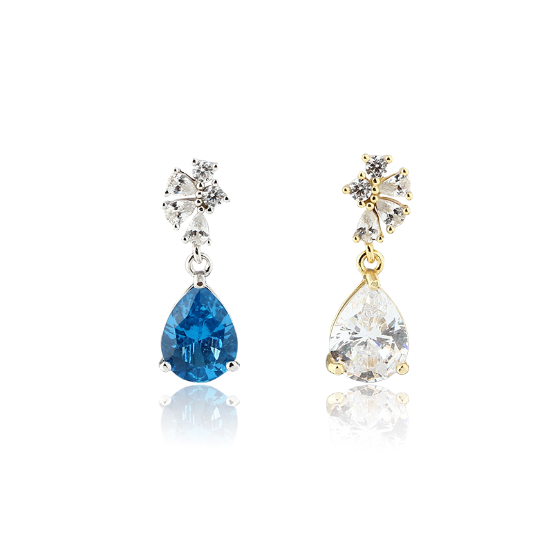 925 Sterling Silver Pear?Cut CZ Dangle Drop Earrings