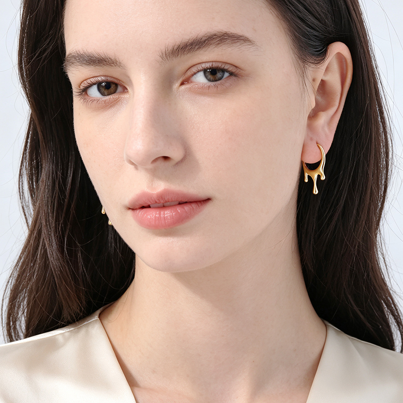 925 Sterling Silver Dripping Lava Stud Earrings