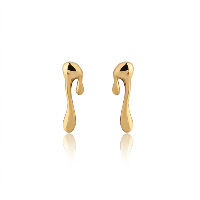 925 Sterling Silver Molten Drip Drop Stud Earrings