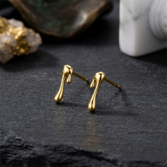 925 Sterling Silver Molten Drip Drop Stud Earrings