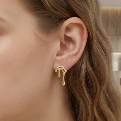 925 Sterling Silver Asymmetrical Molten Drip Stud Earrings