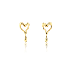 925 Sterling Silver Molten Hollow Heart Drip Stud Earrings
