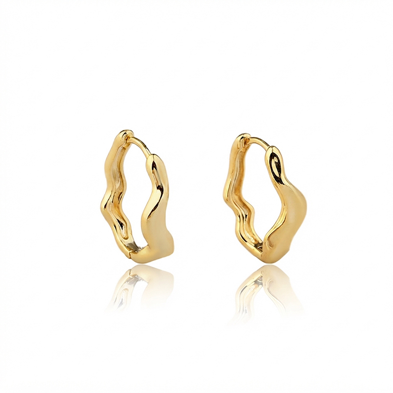 925 Sterling Silver Molten Irregular Huggie Hoop Earrings