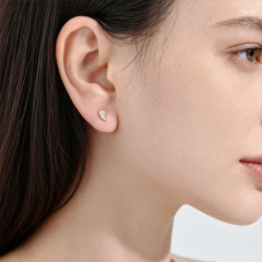 925 Sterling Silver Paved CZ Tusk Shape Stud Earrings