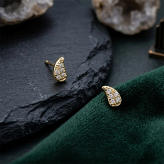 925 Sterling Silver Paved CZ Tusk Shape Stud Earrings