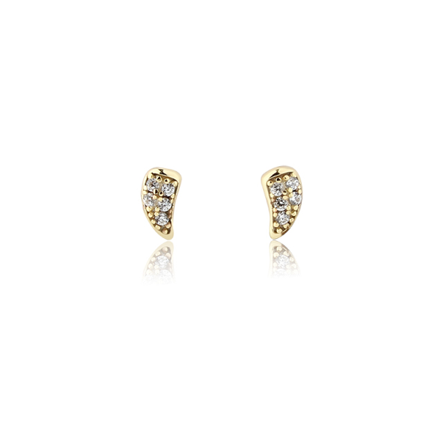 925 Sterling Silver Paved CZ Tusk Shape Stud Earrings