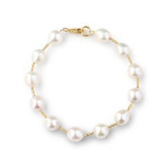 925 Sterling Silver Freshwater Pearl Beaded Bracelet