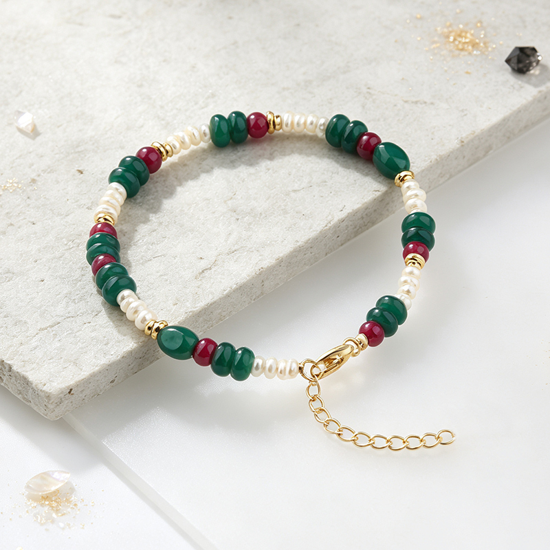 925 Sterling Silver Multi Gemstone Freshwater Pearl Beaded Bracelet