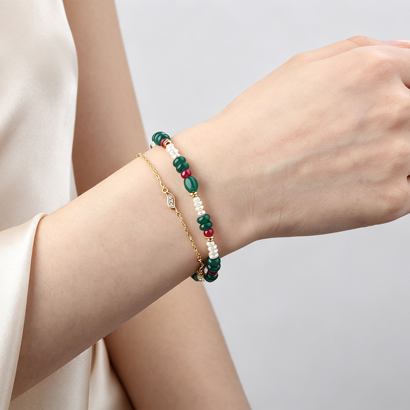 925 Sterling Silver Multi Gemstone Freshwater Pearl Beaded Bracelet