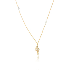 925 Sterling Silver CZ Paved Maple Leaf Pendant Necklace