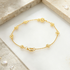 925 Sterling Silver CZ Daisy Flower Bracelet