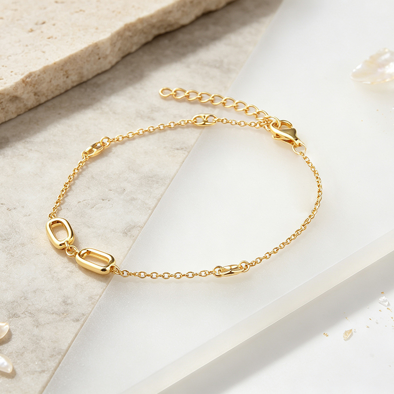 925 Sterling Silver Hammered Link Bracelet
