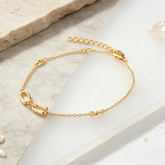 925 Sterling Silver Hammered Link Bracelet