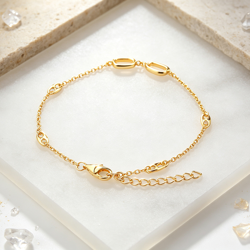 925 Sterling Silver Hammered Link Bracelet