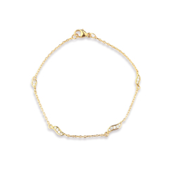 925 Sterling Silver CZ Paved Wavy Link Bracelet