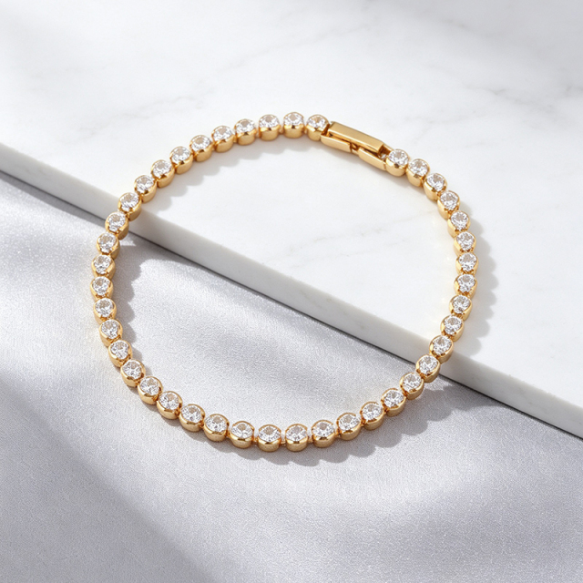 925 Sterling Silver Round CZ Tennis Bracelet with Nice Clasp