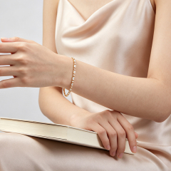 925 Sterling Silver Baguette and Round CZ Tennis Bracelet