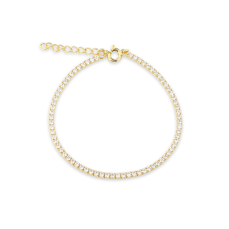 925 Sterling Silver Round Tennis Bracelet with Spring Clasp