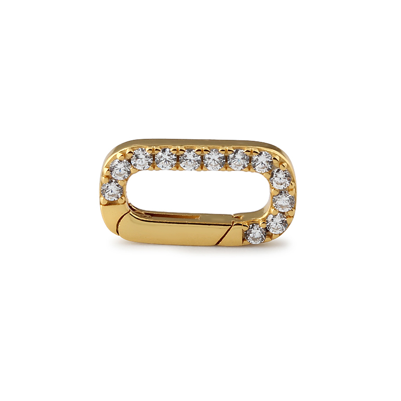 925 Sterling Silver Zircon Rectangle Spring Clasp