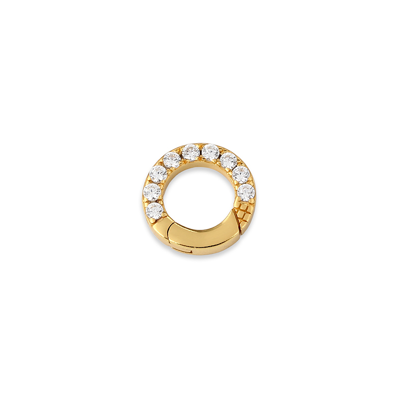 925 Sterling Silver Zircon Round Spring Clasp