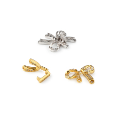 925 Sterling Silver Zircon Bow Shape Clasp