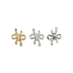 925 Sterling Silver Zircon Bow Shape Clasp