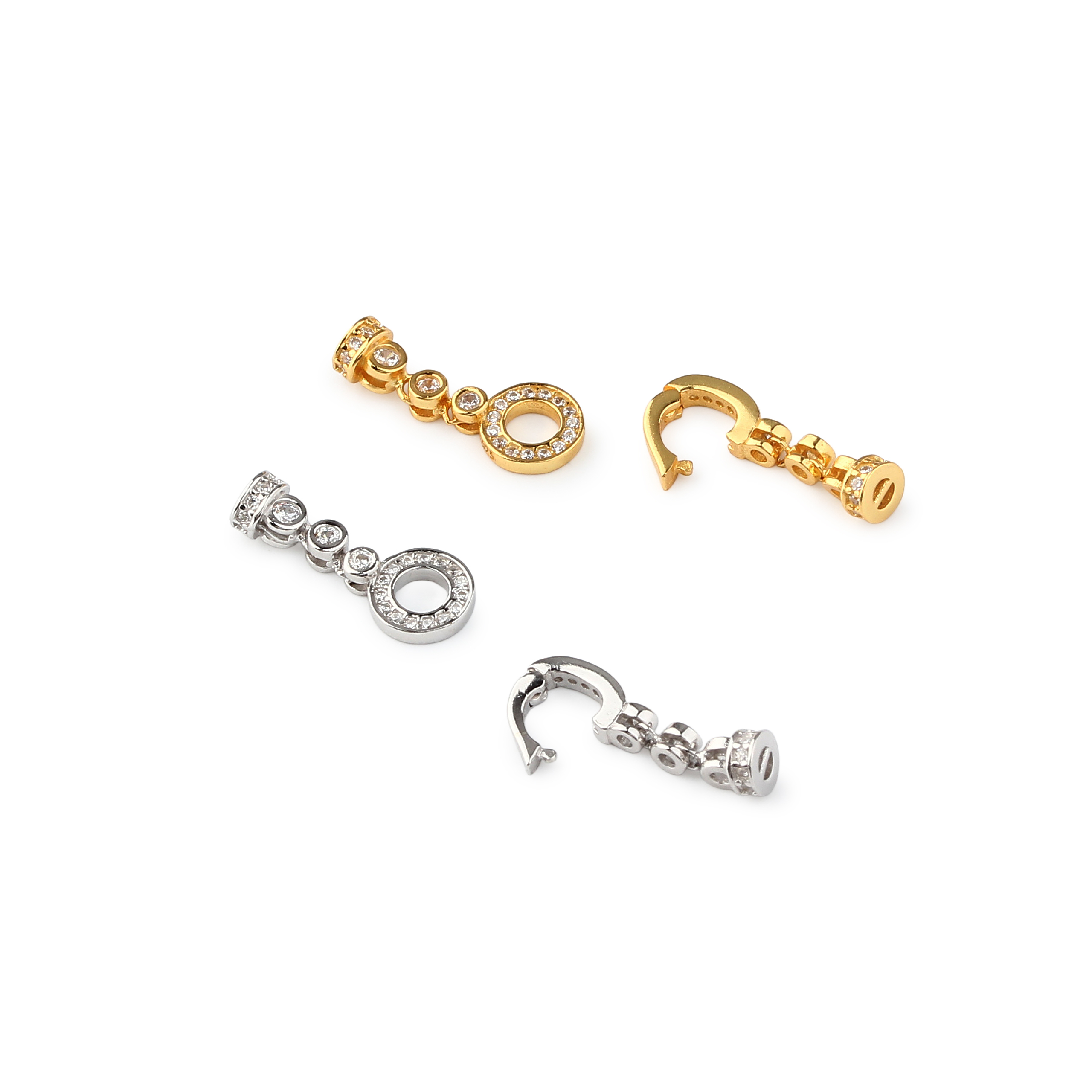 925 Sterling Silver Zircon Decorative Toggle Clasp