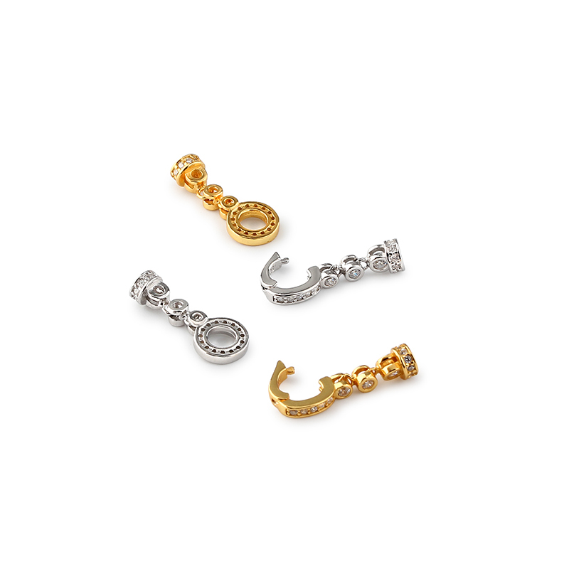 925 Sterling Silver Zircon Decorative Toggle Clasp