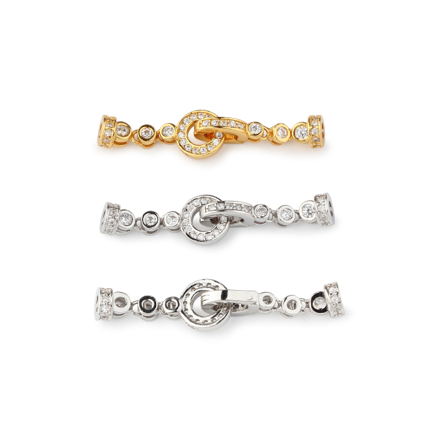 925 Sterling Silver Zircon Decorative Toggle Clasp