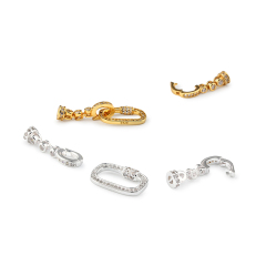 925 Sterling Silver Oval Link Pave Zircon Toggle Clasp