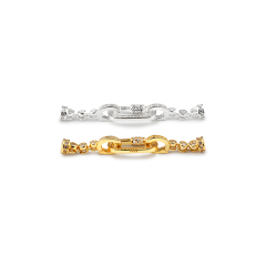 925 Sterling Silver Oval Link Pave Zircon Toggle Clasp