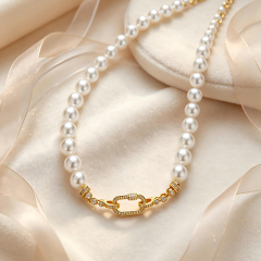 925 Sterling Silver Oval Link Pave Zircon Toggle Clasp