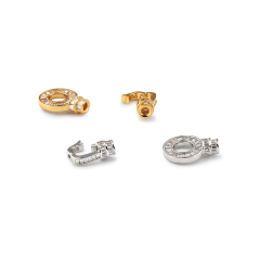 925 Sterling Silver Baguette Zircon Circle Toggle Clasp