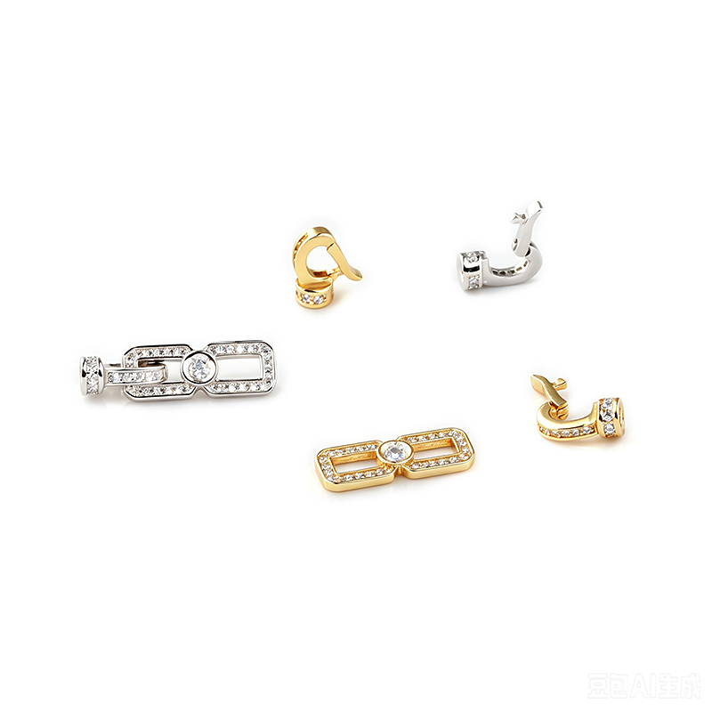 925 Sterling Silver Interlocking Link Zircon Toggle Clasp
