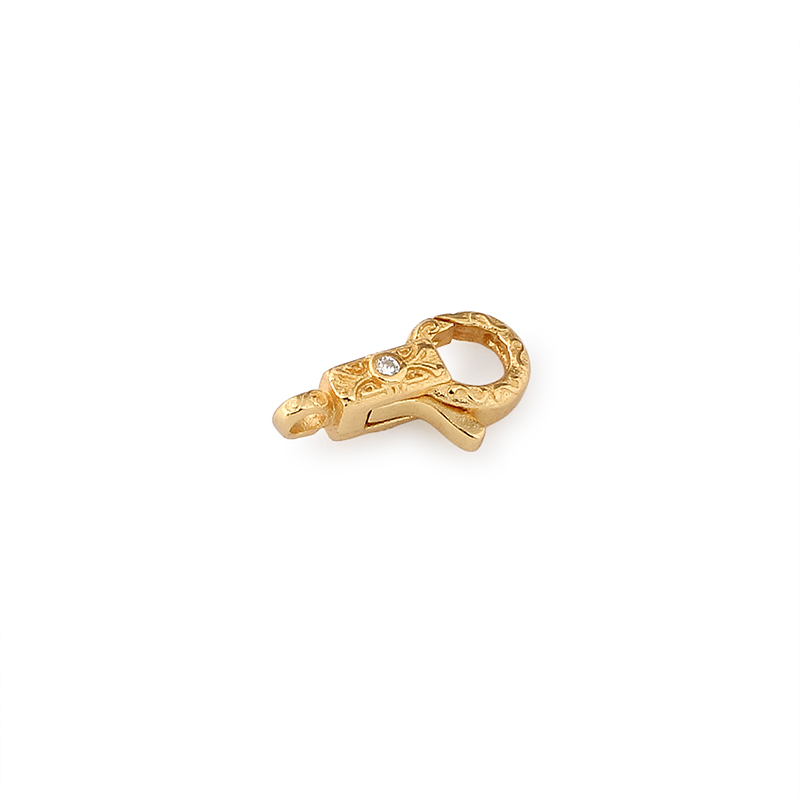 925 Sterling Silver Vintage Engraved Zircon Lobster Clasp