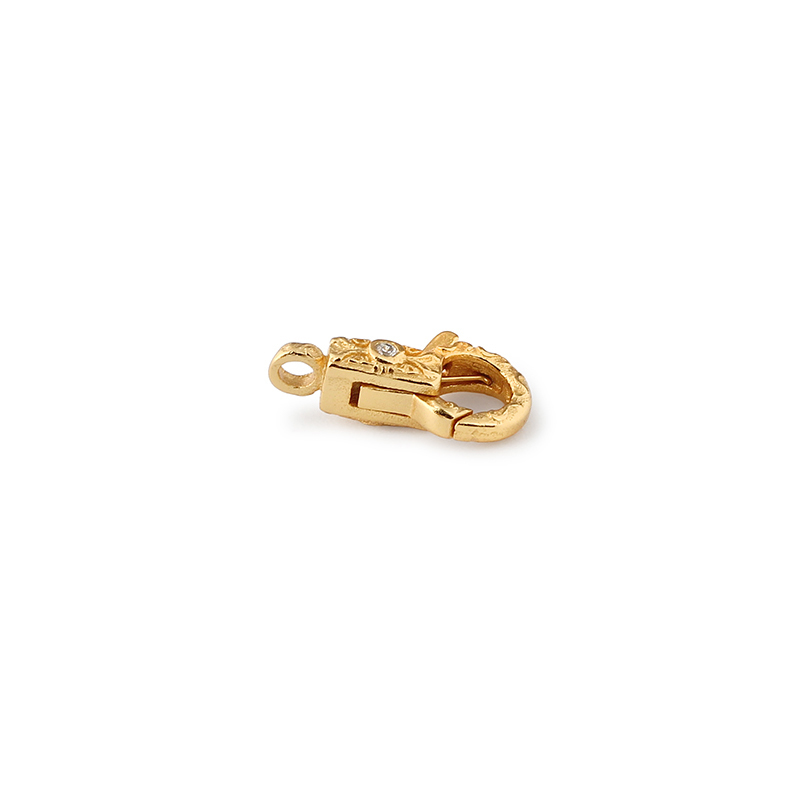 925 Sterling Silver Vintage Engraved Zircon Lobster Clasp
