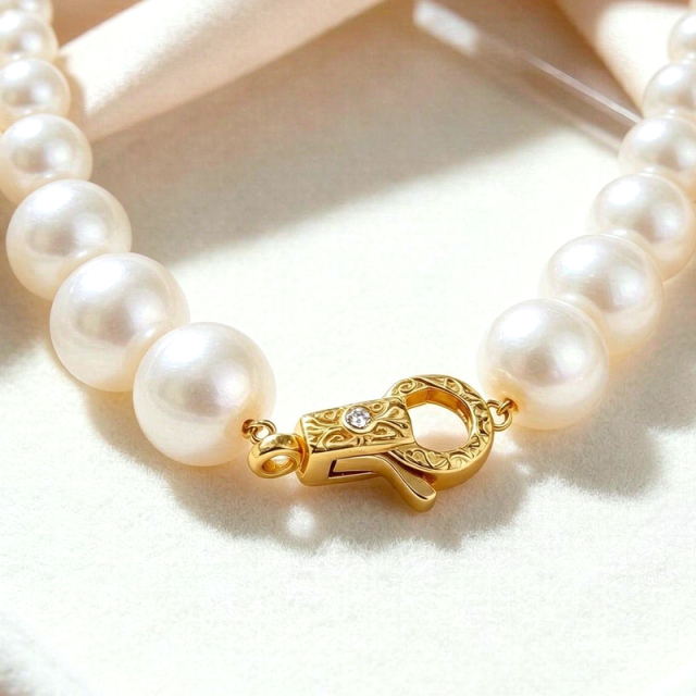 925 Sterling Silver Vintage Engraved Zircon Lobster Clasp
