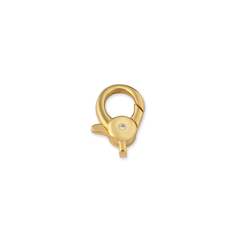 925 Sterling Silver CZ Paved Round Lobster Clasp