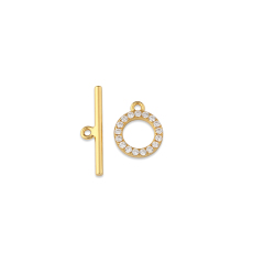 925 Sterling Silver CZ Paved Circle OT Toggle Clasp