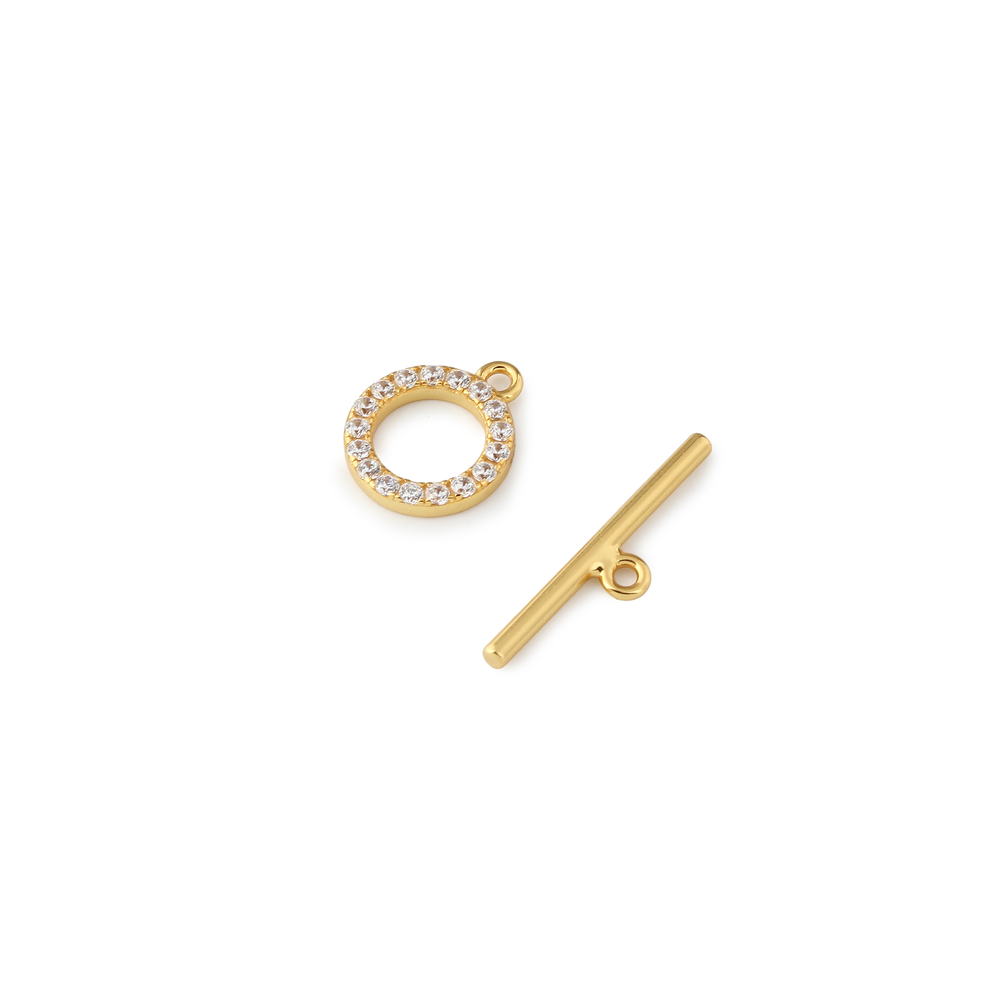 925 Sterling Silver CZ Paved Circle OT Toggle Clasp