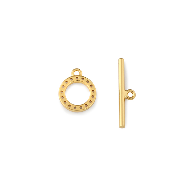 925 Sterling Silver CZ Paved Circle OT Toggle Clasp
