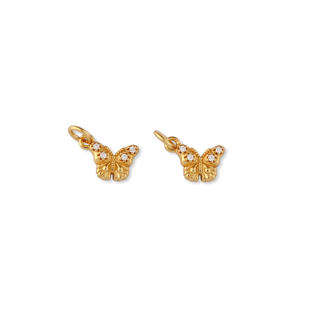 925 Sterling Silver Butterfly Charm With Cubic Zirconia