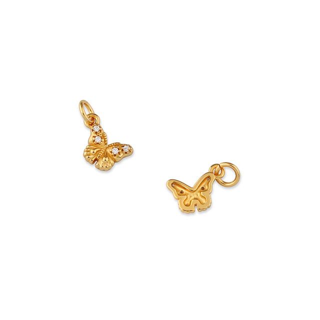 925 Sterling Silver Butterfly Charm With Cubic Zirconia