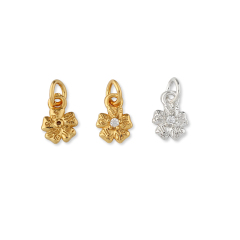 925 Sterling Silver Flower Charm With Cubic Zirconia