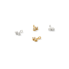 925 Sterling Silver Two Stone CZ Charm
