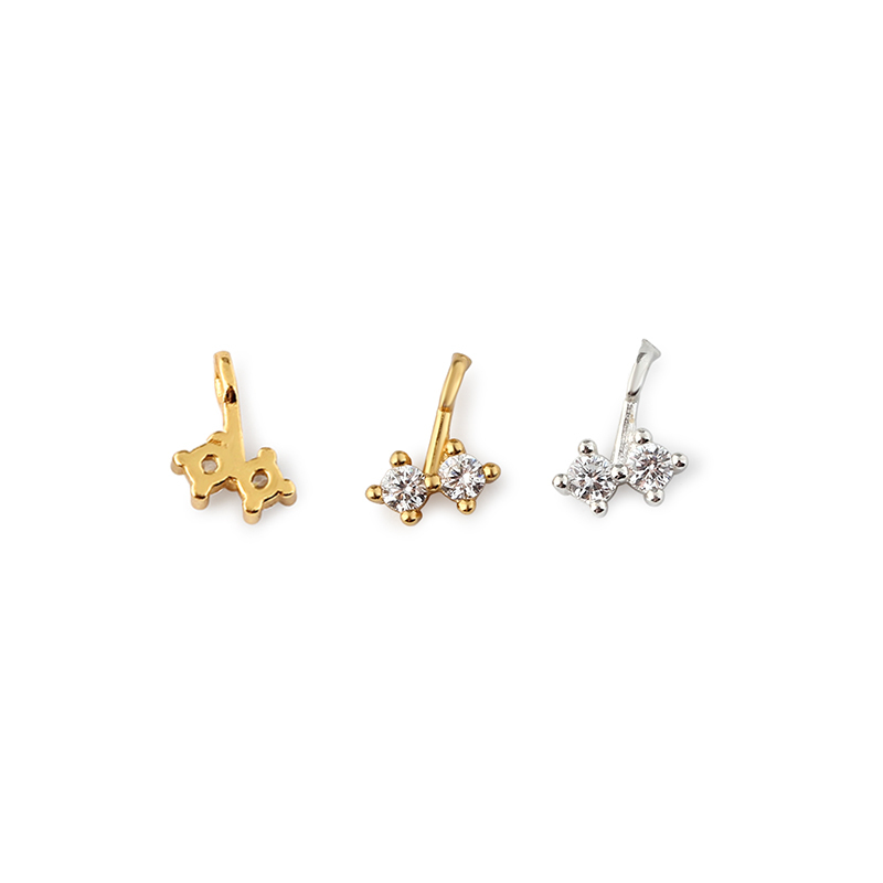 925 Sterling Silver Two Stone CZ Charm
