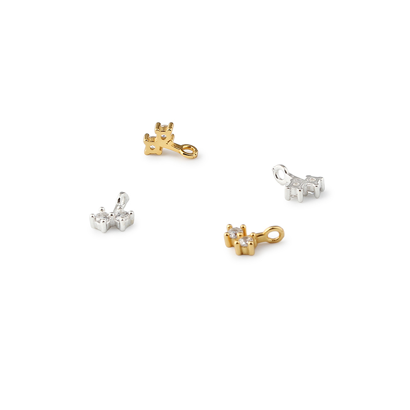 925 Sterling Silver Two Stone CZ Charm