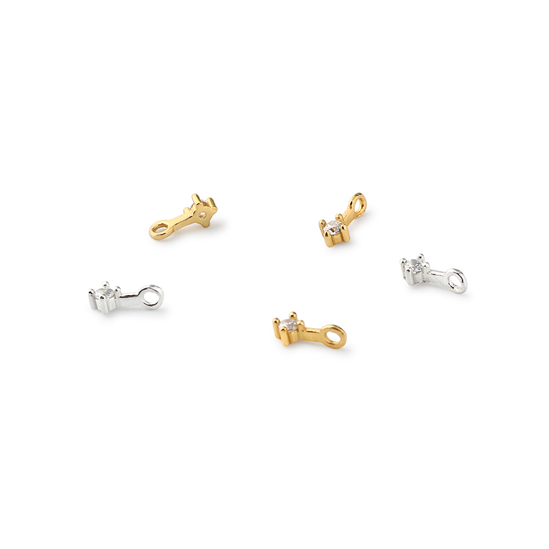 925 Sterling Silver Single Stone CZ Charm